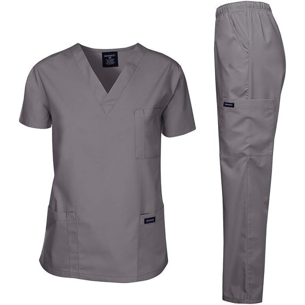 Dagacci Unisex‎ Medical Scrubs Pants & Top Set - Pewter - Sz XL